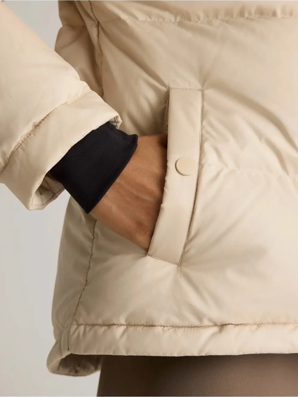 Quince Responsible Down Cropped Puffer in Oatmilk Size Small 922